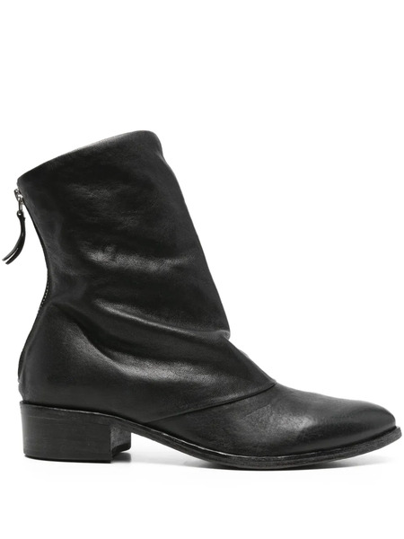  Moma Rigazip Leather Ankle Boots - Black 