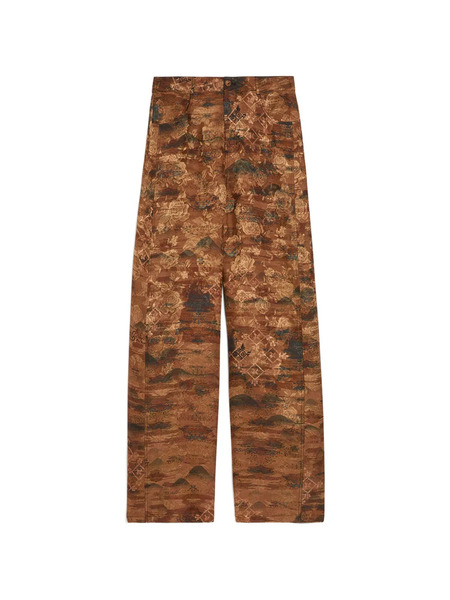  Momoni Aguila Printed Jacquard Flared Trousers - Brown 