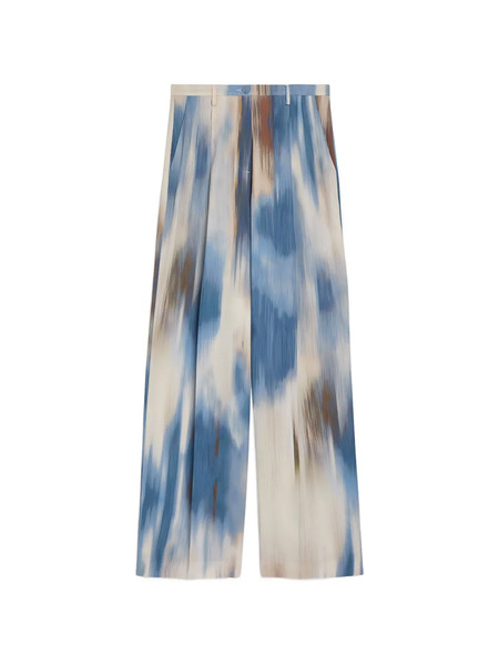  Momoni Aliento Double-pleat Printed Palazzo Pants - Blue 