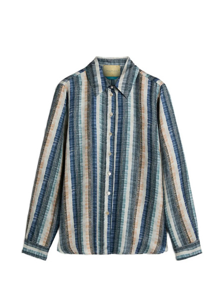  Momoni Collared Printed Shirt - Blue 