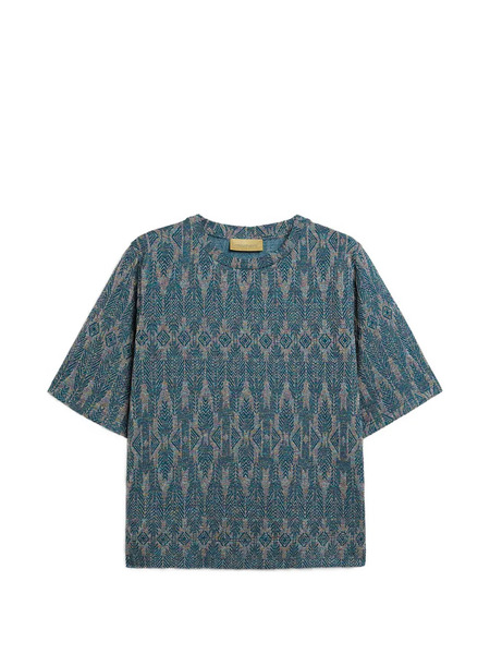  Momoni Iora Embossed Effect Jacquard T-shirt - Blue 
