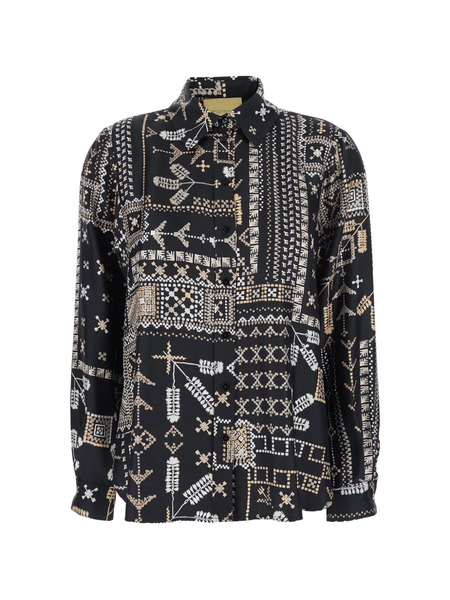  Momoni Patterned Buttoned Shirt - Black 