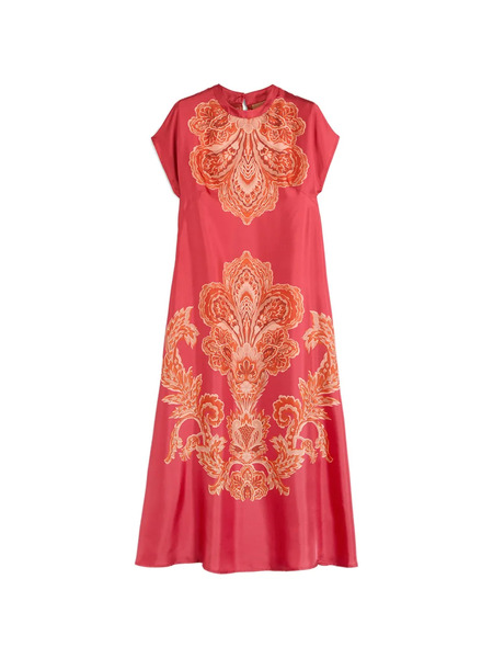  Momoni Placed Print Kimono Sleeve Dress - Red 