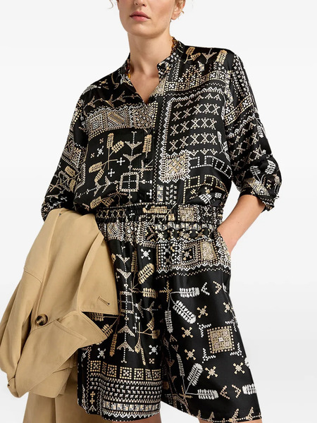  Momoni Printed Silk Twill Shorts - Black 