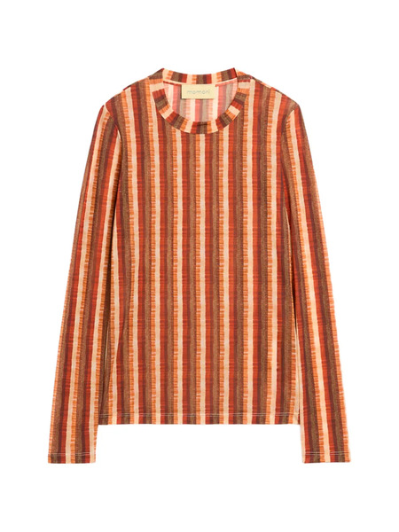  Momoni Waina Long-sleeves Striped Top - Orange 