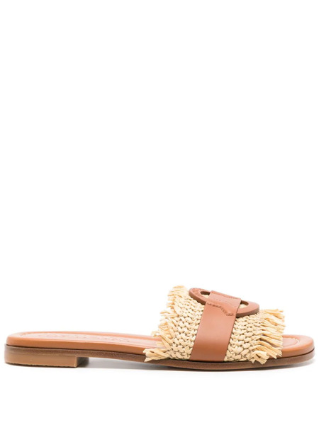  Moncler Bell Leather Slides - Neutrals 