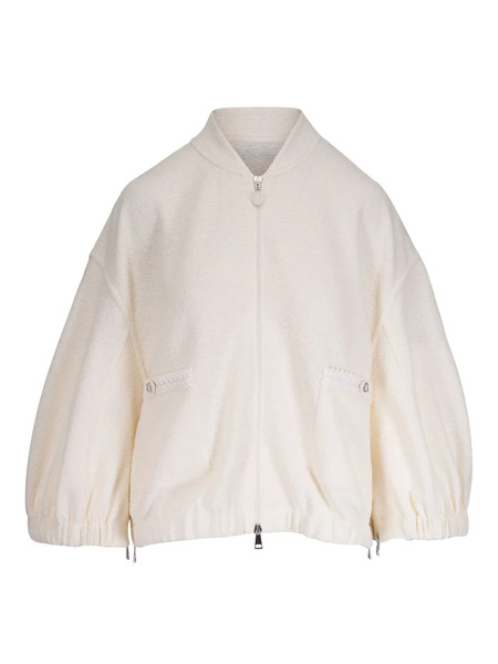  Moncler Bouclé Bomber Jacket - White 
