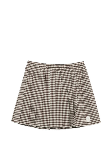  Moncler Checked Pleated Mini Skirt - Brown 