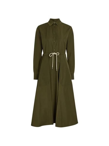  Moncler Drawstring Collared Midi Dress - Green 