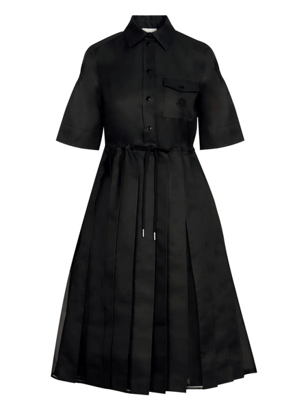  Moncler Drawstring Pleated Midi Dress - Black 