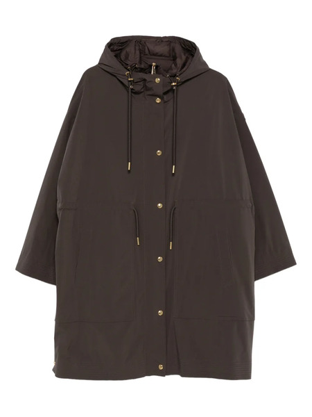  Moncler Drawstring-waist Hooded Coat - Brown 