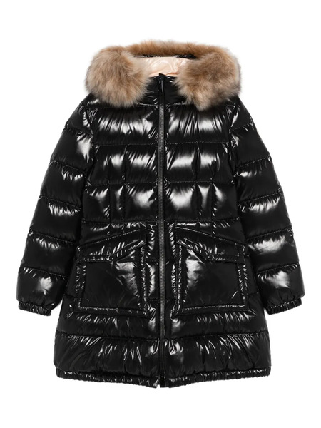 Moncler Enfant Aruna Fur-trim Coat - Black 