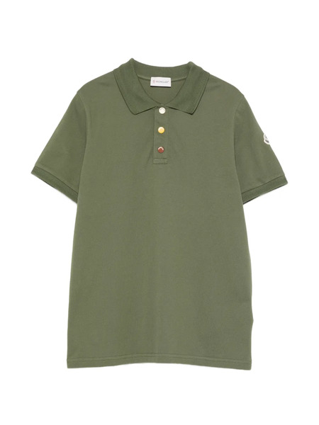  Moncler Enfant Button Cotton Polo Shirt - Green 