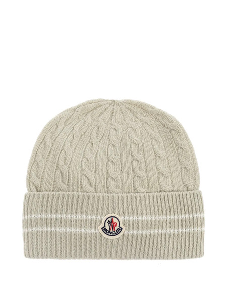  Moncler Enfant Cable-knit Beanie Hat - Neutrals 