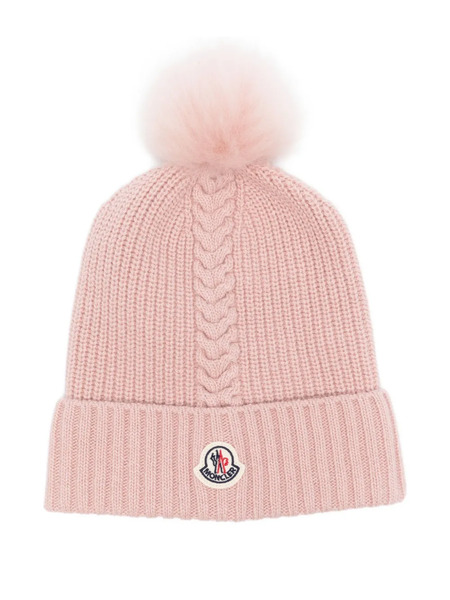  Moncler Enfant Cable-knit Pom-pom Beanie - Pink 