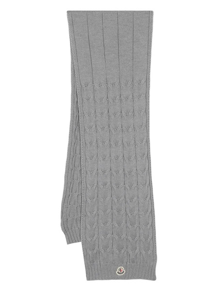  Moncler Enfant Cable-knit Virgin Wool Scarf - Grey 
