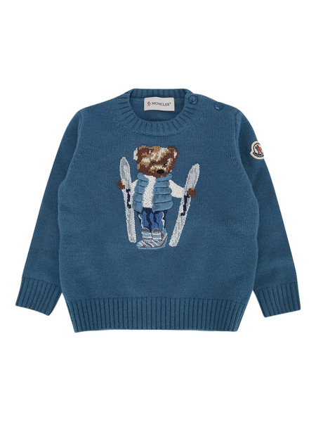  Moncler Enfant Crew-neck Embroidered Sweater - Blue 