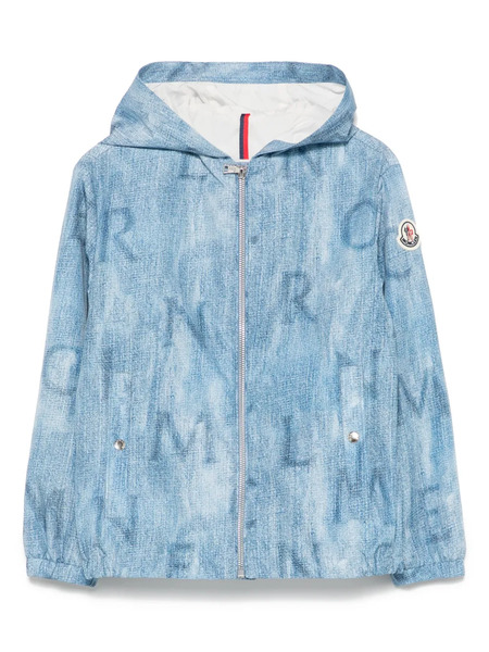  Moncler Enfant Denim-print Jacket - Blue 