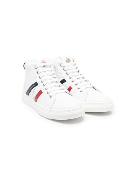  Moncler Enfant Diagonal Stripe Print High-top Sneakers - White 