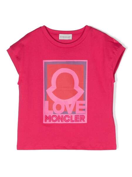  Moncler Enfant Embroidered-logo T-shirt - Pink 