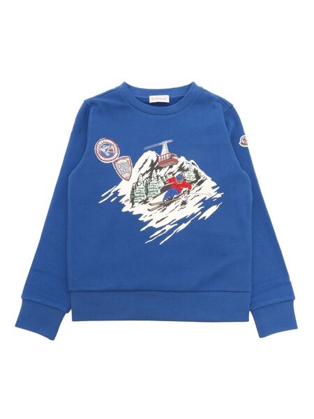  Moncler Enfant Embroidered Printed Sweatshirt - Blue 