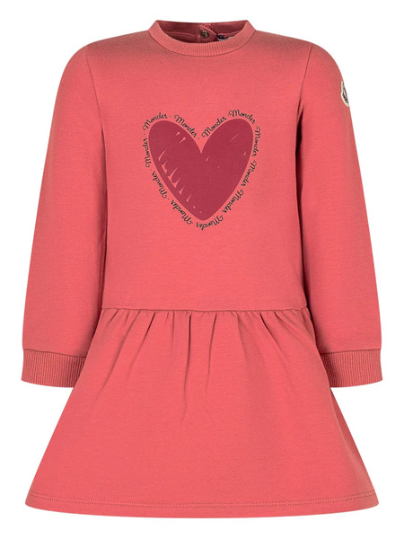  Moncler Enfant Heart-embellished Flared Dress - Pink 