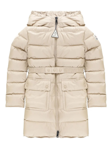  Moncler Enfant Hooded Belted Down Jacket - Neutrals 