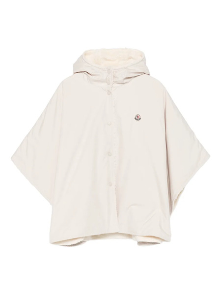  Moncler Enfant Hooded Logo Cape - Neutrals 
