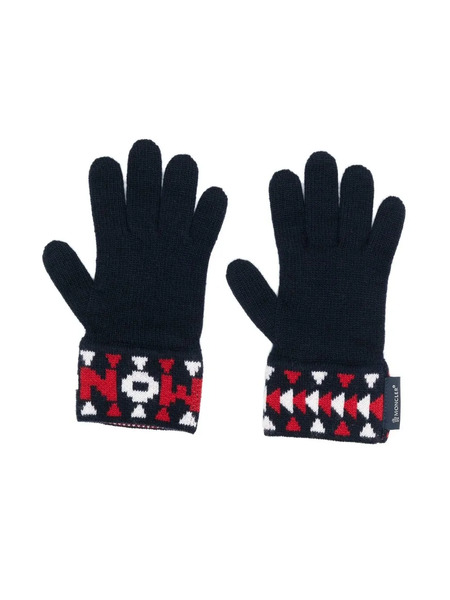  Moncler Enfant Intarsia-knit Virgin Wool Gloves - Blue 