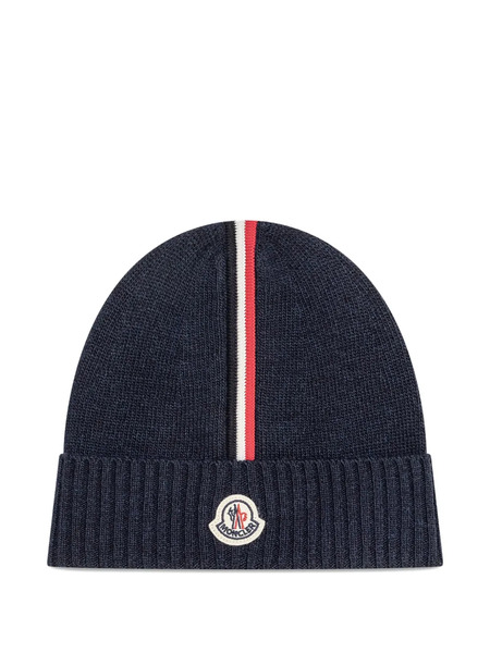  Moncler Enfant Logo-appliqué Beanie - Blue 