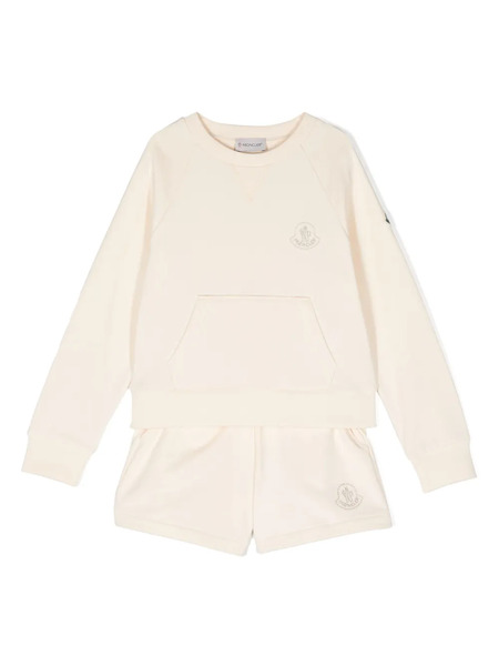  Moncler Enfant Logo-embroidered Cotton Shorts Set - Neutrals 