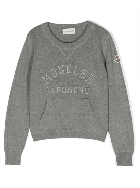  Moncler Enfant Logo-embroidered Cotton Sweatshirt - Grey 