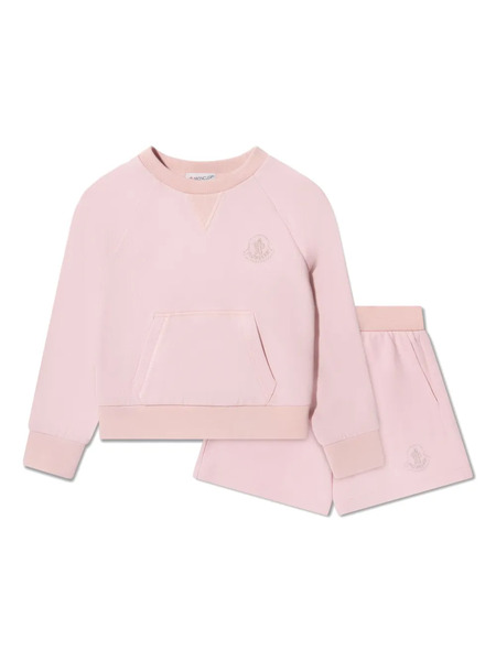  Moncler Enfant Logo-embroidered Cotton Sweatshirt Set - Pink 