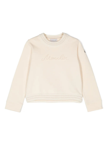  Moncler Enfant Logo-embroidered Cotton Sweatshirt - White 
