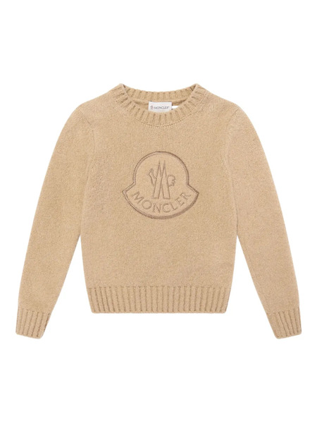  Moncler Enfant Logo-embroidered Crew-neck Sweater - Brown 