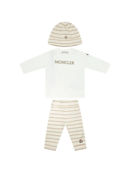  Moncler Enfant Logo-embroidered Striped Trousers Set - Neutrals 
