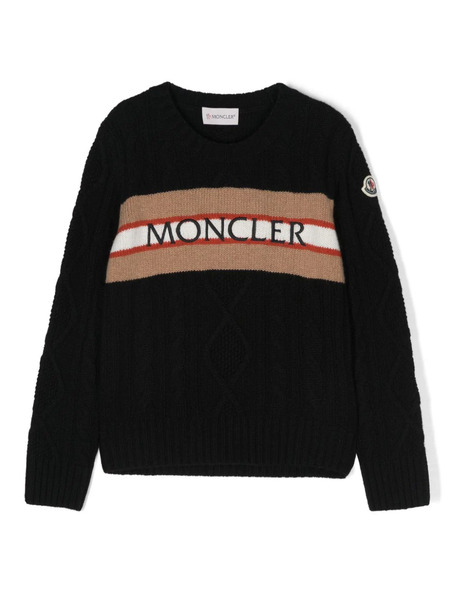  Moncler Enfant Logo-embroidered Sweater - Black 