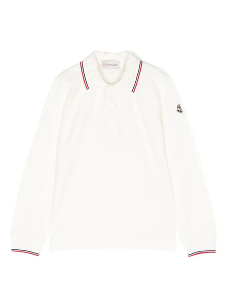  Moncler Enfant Logo-patch Cotton Polo Shirt - White 