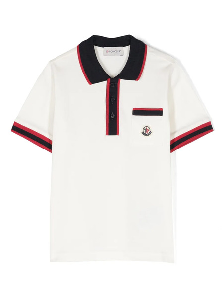  Moncler Enfant Logo-patch Cotton Polo Shirt - White 