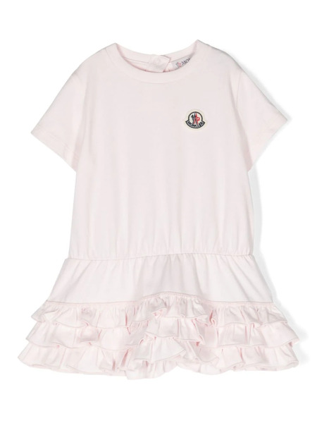  Moncler Enfant Logo-patch Ruffled-hem Dress - Pink 