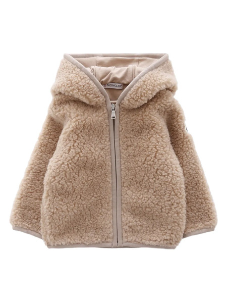  Moncler Enfant Logo-patch Shearling Coat - Neutrals 