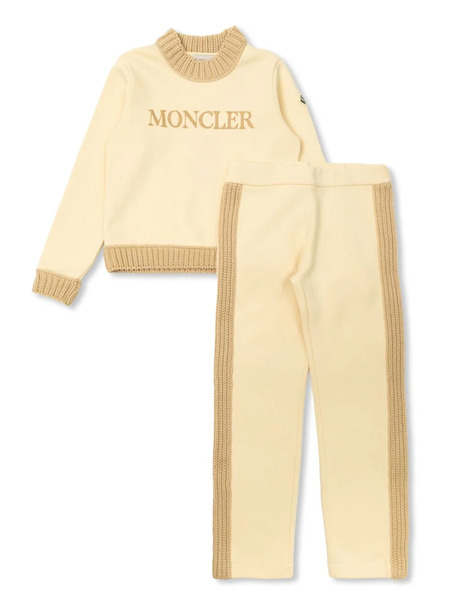  Moncler Enfant Logo Patch Two-piece Tracksuit Set - Neutrals 
