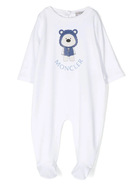  Moncler Enfant Logo-print Cotton Babygrow - White 
