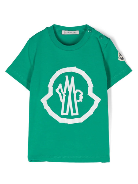  Moncler Enfant Logo-printed Cotton T-shirt - Green 