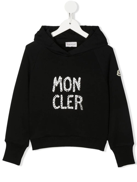  Moncler Enfant Logo Printed Hoodie - Black 