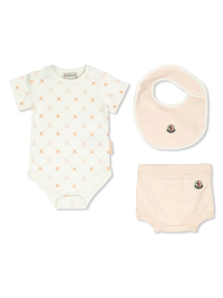  Moncler Enfant Monogram Logo Babygrow Set - Neutrals 