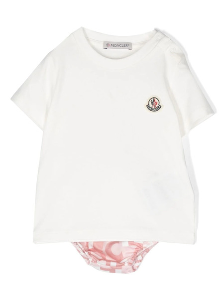  Moncler Enfant Monogram-print Bloomers Set - White 