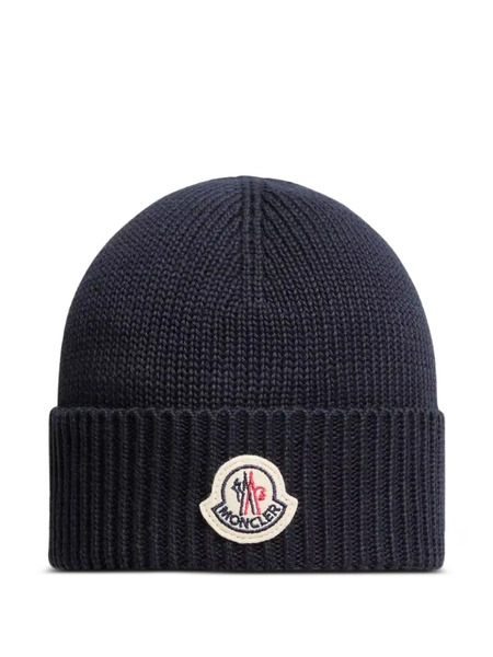  Moncler Enfant Ribbed Beanie Hat - Blue 