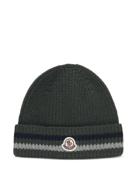  Moncler Enfant Ribbed-knit Logo Beanie - Grey 