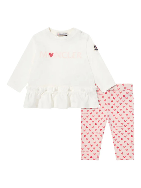  Moncler Enfant Ruffled Heart-print Trouser Set - Pink 